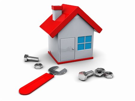 3d illustration of house repair icon or symbol Stock Photo - Budget Royalty-Free & Subscription, Code: 400-04672687