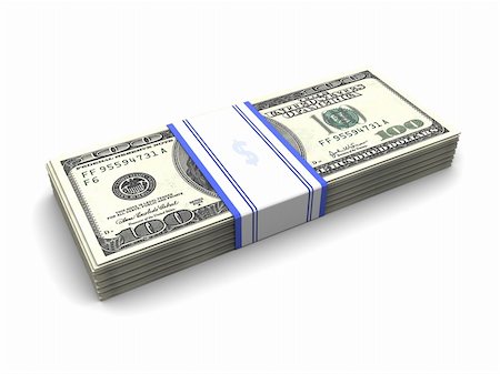 franklin - 3d illustration of money stack over white background Stock Photo - Budget Royalty-Free & Subscription, Code: 400-04672735