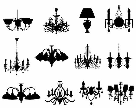 Set of different lamps silhouettes. Vector illustration. Stock Photo - Budget Royalty-Free & Subscription, Code: 400-04672801