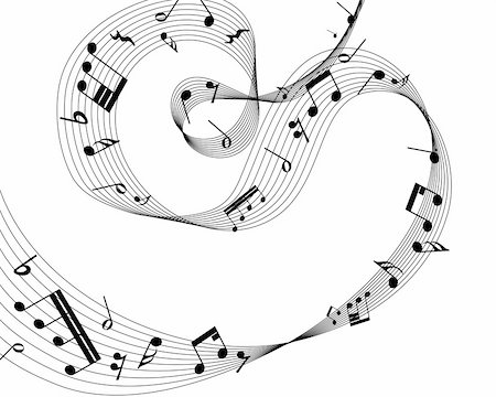 flowing musical notes illustration - Vector musical notes staff background for design use Stock Photo - Budget Royalty-Free & Subscription, Code: 400-04672980