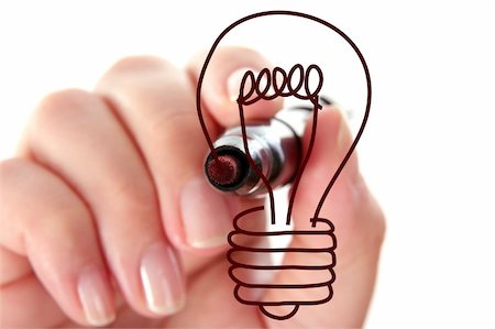 draw light bulb - hand drawing light bulb isolated on white Stock Photo - Budget Royalty-Free & Subscription, Code: 400-04673418