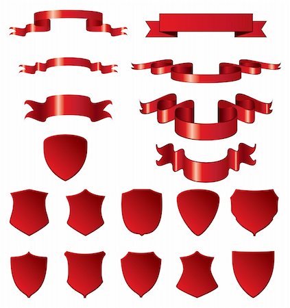 simsearch:400-04555303,k - Red shields and ribbons. Vector elements for design Stock Photo - Budget Royalty-Free & Subscription, Code: 400-04673604