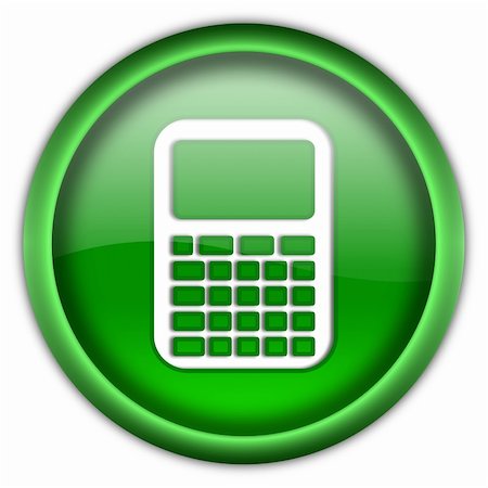 simsearch:400-04671421,k - Glossy calculator icon button isolated over white background Stock Photo - Budget Royalty-Free & Subscription, Code: 400-04673939