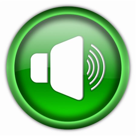 Loud speaker glossy button isolated over white background Fotografie stock - Microstock e Abbonamento, Codice: 400-04673966