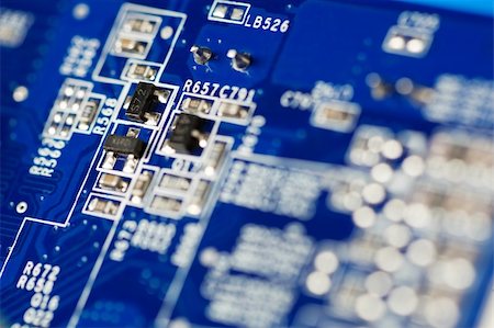 resistors - Blue circuit board close-up, shallow dof, selected focus. Stock Photo - Budget Royalty-Free & Subscription, Code: 400-04684040