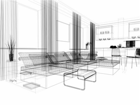 simsearch:400-04069404,k - modern white drawing room 3d image Stock Photo - Budget Royalty-Free & Subscription, Code: 400-04684052