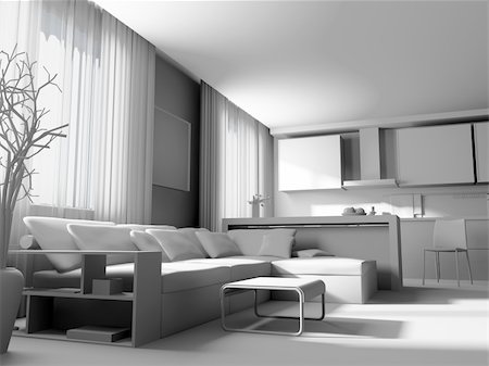 simsearch:400-04069404,k - modern white drawing room 3d image Stock Photo - Budget Royalty-Free & Subscription, Code: 400-04684053