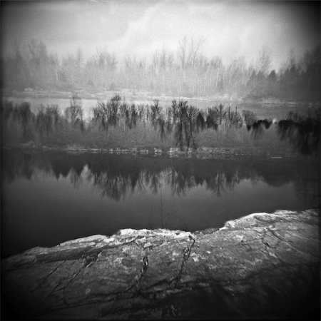 Double exposure of a landscape across a lake. Stock Photo - Budget Royalty-Free & Subscription, Code: 400-04684118