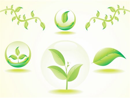 simsearch:400-04093390,k - abstract set of eco based green leafs vector illustration Photographie de stock - Aubaine LD & Abonnement, Code: 400-04684630