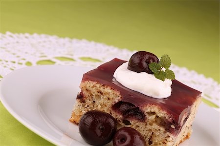 simsearch:400-04380218,k - Refreshing cherry cake with jelly and sour cream Stock Photo - Budget Royalty-Free & Subscription, Code: 400-04684903