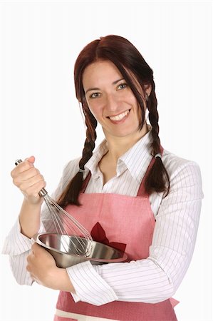 beautiful housewife preparing with egg beater on white  background Stock Photo - Budget Royalty-Free & Subscription, Code: 400-04685059
