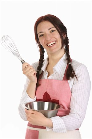 beautiful housewife preparing with egg beater on white  background Stock Photo - Budget Royalty-Free & Subscription, Code: 400-04685062