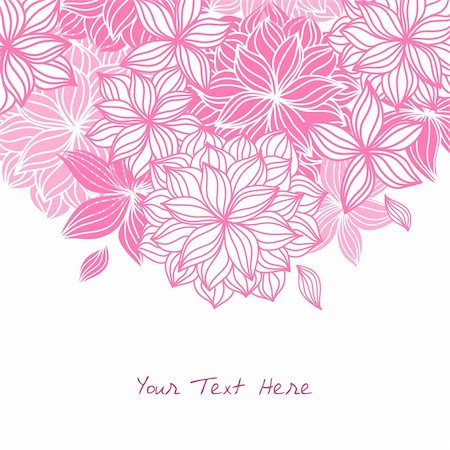simsearch:400-05711290,k - Hand-drawn floral background design in pink with room at the bottom for your text.  Sample text is expanded and does not require fonts. Stock Photo - Budget Royalty-Free & Subscription, Code: 400-04685094