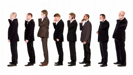 people talking queue - Nine businessmen on the phone isolated on white background Stock Photo - Budget Royalty-Free & Subscription, Code: 400-04685464