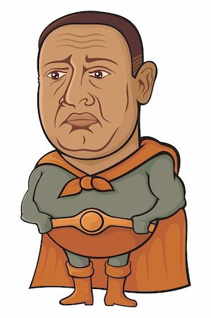 sad fat man - Overweight middle-aged super hero cartoon looking sad Stock Photo - Budget Royalty-Free & Subscription, Code: 400-04685762