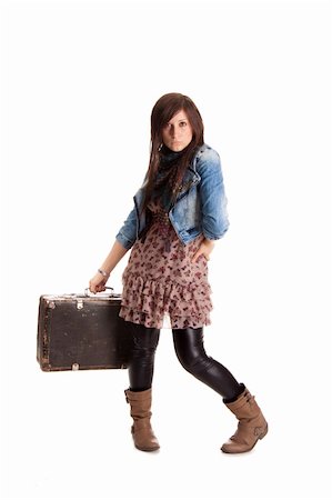 simsearch:400-04520169,k - Girl with baggage on white background photo Photographie de stock - Aubaine LD & Abonnement, Code: 400-04685932