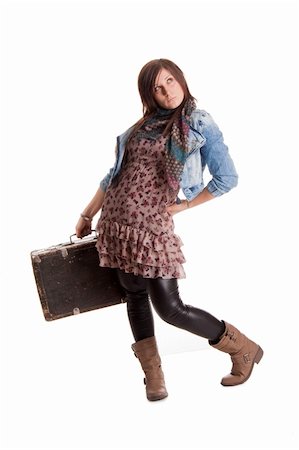 simsearch:400-04520169,k - Girl with baggage on white background photo Photographie de stock - Aubaine LD & Abonnement, Code: 400-04685933