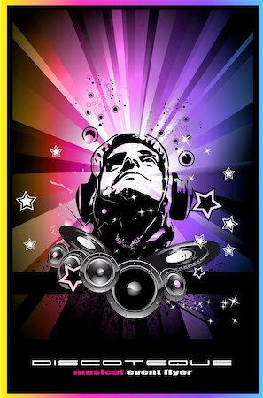 simsearch:400-04320039,k - Abstract Colorful Music Event Background with Disk Jockey Shape for Discoteque Flyers Photographie de stock - Aubaine LD & Abonnement, Code: 400-04686002