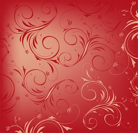 red floral background with black leaves - Floral background with pattern Stock Photo - Budget Royalty-Free & Subscription, Code: 400-04686076