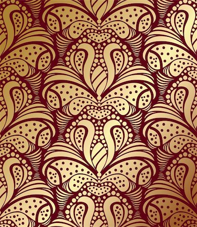 Vector red and gold decorative seamless floral ornament Stock Photo - Budget Royalty-Free & Subscription, Code: 400-04686144