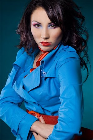 simsearch:400-04534575,k - Sexy fashionable woman in blue jacket Stockbilder - Microstock & Abonnement, Bildnummer: 400-04686285