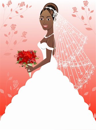 A beautiful black woman on her wedding day. Wedding Gown 4. Stock Photo - Budget Royalty-Free & Subscription, Code: 400-04686314