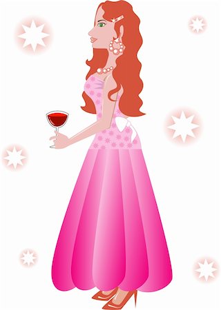 Vector Illustration of Formal Gown 2. A woman holding a glass of wine. Stock Photo - Budget Royalty-Free & Subscription, Code: 400-04686311