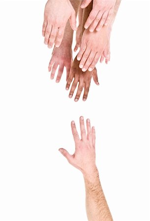 Hand reaching out for help isolated on white background Stock Photo - Budget Royalty-Free & Subscription, Code: 400-04686814