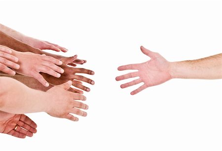 Hand reaching out for help isolated on white background Stock Photo - Budget Royalty-Free & Subscription, Code: 400-04686810