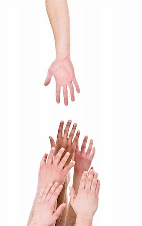 Hand reaching out for help isolated on white background Stock Photo - Budget Royalty-Free & Subscription, Code: 400-04686811