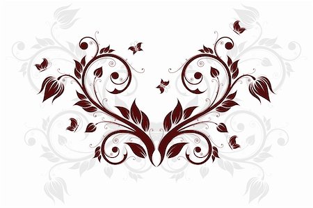 stencil pattern - Abstract Background with flowers and butterfly for your design Stock Photo - Budget Royalty-Free & Subscription, Code: 400-04686969