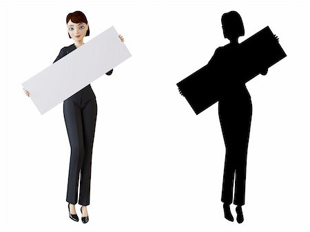 simsearch:400-06071690,k - 3d businesswoman and panel on a white background with alpha mask Photographie de stock - Aubaine LD & Abonnement, Code: 400-04687018