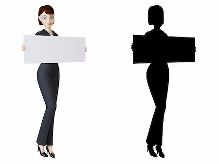 simsearch:400-06071690,k - 3d businesswoman and panel on a white background with alpha mask Photographie de stock - Aubaine LD & Abonnement, Code: 400-04687012
