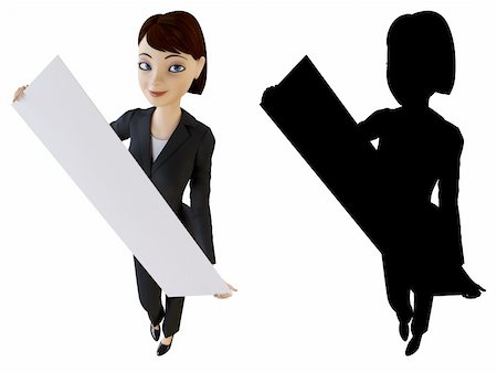 simsearch:400-06071690,k - 3d businesswoman and panel on a white background with alpha mask Photographie de stock - Aubaine LD & Abonnement, Code: 400-04687027