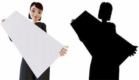 simsearch:400-06071690,k - 3d businesswoman and panel on a white background with alpha mask Photographie de stock - Aubaine LD & Abonnement, Code: 400-04687029