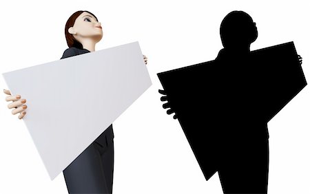 simsearch:400-06071690,k - 3d businesswoman and panel on a white background with alpha mask Photographie de stock - Aubaine LD & Abonnement, Code: 400-04687021