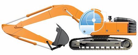 Vector color illustration of an excavator. (Simple gradients only - no gradient mesh.) Stock Photo - Budget Royalty-Free & Subscription, Code: 400-04687408