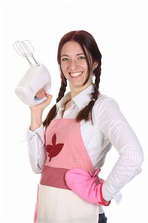 beautiful housewife with electric beater on white background Stock Photo - Budget Royalty-Free & Subscription, Code: 400-04687443