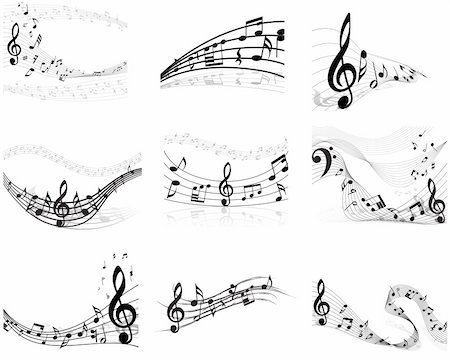 simsearch:400-04687513,k - Vector musical notes staff background for design use Stock Photo - Budget Royalty-Free & Subscription, Code: 400-04687512