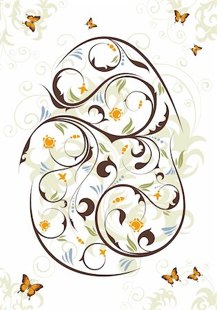 simsearch:400-04242338,k - Floral Easter egg with butterfly, element for design, vector illustration Photographie de stock - Aubaine LD & Abonnement, Code: 400-04687639