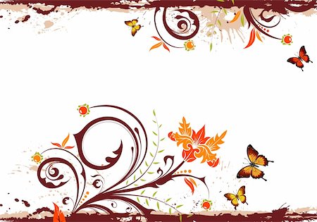 simsearch:400-04091885,k - Grunge floral frame with butterfly, element for design, vector illustration Stockbilder - Microstock & Abonnement, Bildnummer: 400-04687645