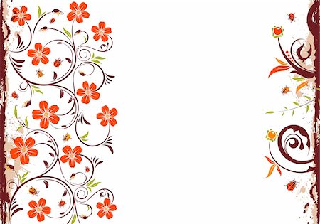 simsearch:400-04123781,k - Grunge floral frame with ladybug, element for design, vector illustration Fotografie stock - Microstock e Abbonamento, Codice: 400-04687648
