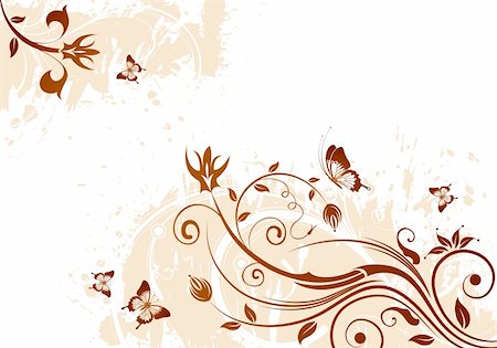 simsearch:400-04091885,k - Grunge floral frame with butterfly, element for design, vector illustration Stockbilder - Microstock & Abonnement, Bildnummer: 400-04687688