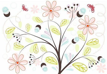 simsearch:400-04079769,k - Retro Floral Background with butterfly, element for design, vector illustration Stock Photo - Budget Royalty-Free & Subscription, Code: 400-04687711