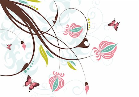 simsearch:400-04687795,k - Floral Background with butterfly, element for design, vector illustration Foto de stock - Super Valor sin royalties y Suscripción, Código: 400-04687713