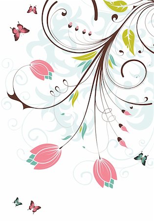 simsearch:400-04687795,k - Floral Background with butterfly, element for design, vector illustration Foto de stock - Super Valor sin royalties y Suscripción, Código: 400-04687727