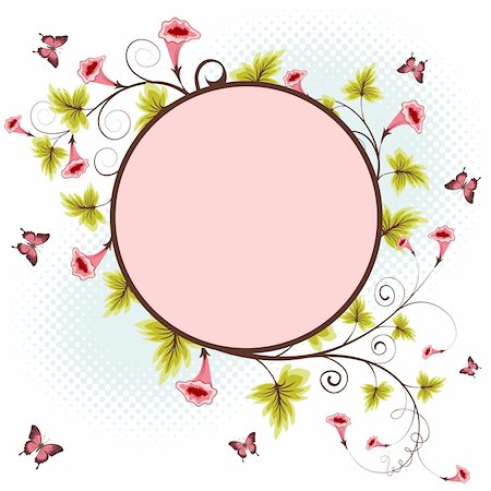 flower green color design wallpaper - Floral Frame with butterfly for design, vector illustration Stock Photo - Budget Royalty-Free & Subscription, Code: 400-04687729
