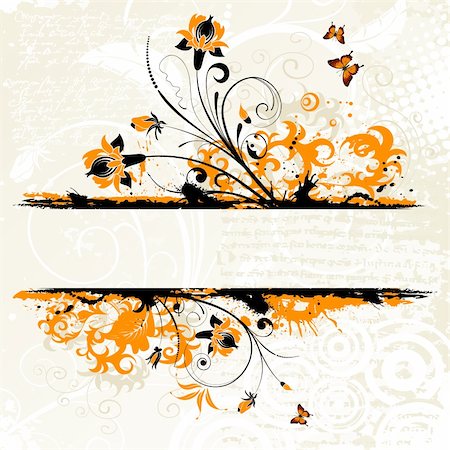 simsearch:400-04091885,k - Grunge floral frame with butterfly, element for design, vector illustration Stockbilder - Microstock & Abonnement, Bildnummer: 400-04687730