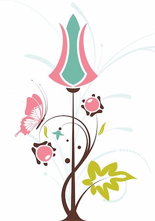 simsearch:400-04687795,k - Floral Background with butterfly, element for design, vector illustration Foto de stock - Super Valor sin royalties y Suscripción, Código: 400-04687741