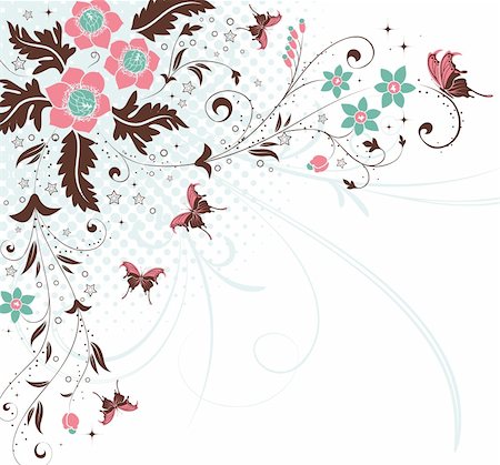 simsearch:400-04687893,k - Flower Background with Butterfly, element for design, vector illustration Stock Photo - Budget Royalty-Free & Subscription, Code: 400-04687757